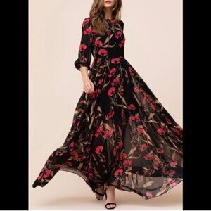 Yumi Kim Poppy black/red floral maxi dress - size XS​​